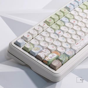 Warawara Ghibli Anime Japanese Style 135 Keycaps Set + Keycap Remover All-in-One - XOA Round Profile Cute Keycaps, Custom Keycaps