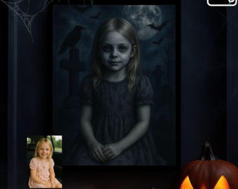 Custom Gothic Creepy Portrait: Dark Halloween Family & Couple Horror Wall Art