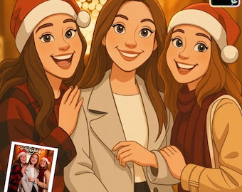 Custom Disney Portrait from Photo, Personalized Cartoon Pixar Wall Art for Family, Couple & Pets