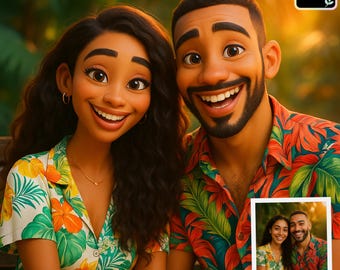 Custom 3D Pixar Cartoon Portrait from Photo: Personalized Family, Couple, Pet Cartoon Art