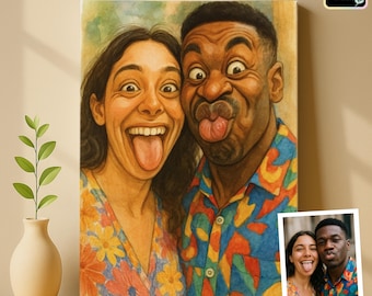 Custom Funny Portrait, Caricature from Photo | Personalized humor Gift for Couples, Friends, Pets, Family