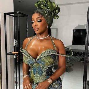 Luxury African bridal dress, Custom bridal dress, Igbo Bride, African clothing, African fashion, Ankara dress, Igbo wedding dress