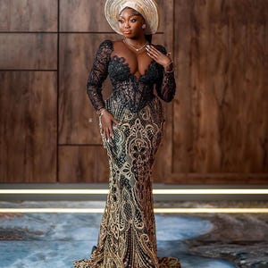 Luxury African bridal dress, Custom bridal dress, Igbo Bride, African clothing, African fashion, Ankara dress, Igbo wedding dress