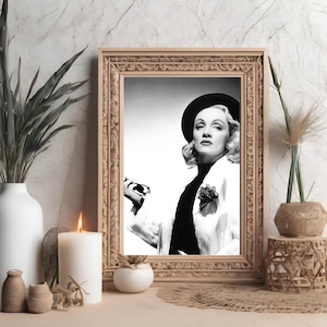Marlene Dietrich Vintage Photo Print | Retro Hollywood Wall Art | Classic Movie Star  | Mid-Century Glamour Poster | Gift for Film Lovers