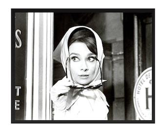 Impression photo vintage Audrey Hepburn : affiche hollywoodienne classique