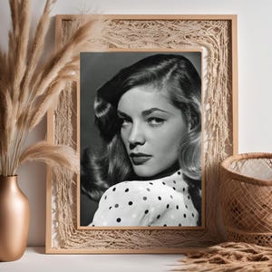 Lauren Bacall Vintage Fotodruck | Retro Hollywood Wandkunst | Klassischer Filmstar-Dekor | Mid-Century Glamour Poster | Geschenk für Film Liebhaber