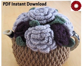 Girlybunches - Cute Crochet Basket of Roses Tea Cosy Written Pattern and Chart