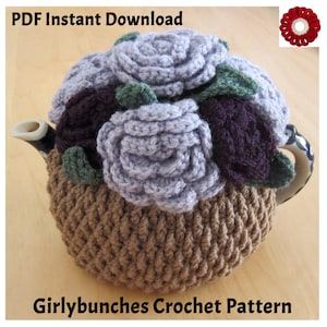 Girlybunches - Cute Crochet Basket of Roses Tea Cosy Written Pattern and Chart