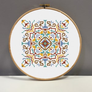 Girlybunches Cross Stitch Mediterranean Tile MT01 Pattern - Instant Download