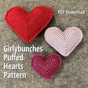 Girlybunches - Puffed Heart Crochet Written Pattern - 3 Sizes
