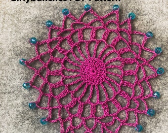 Girlybunches - Crochet Beaded Doily Pattern PDF