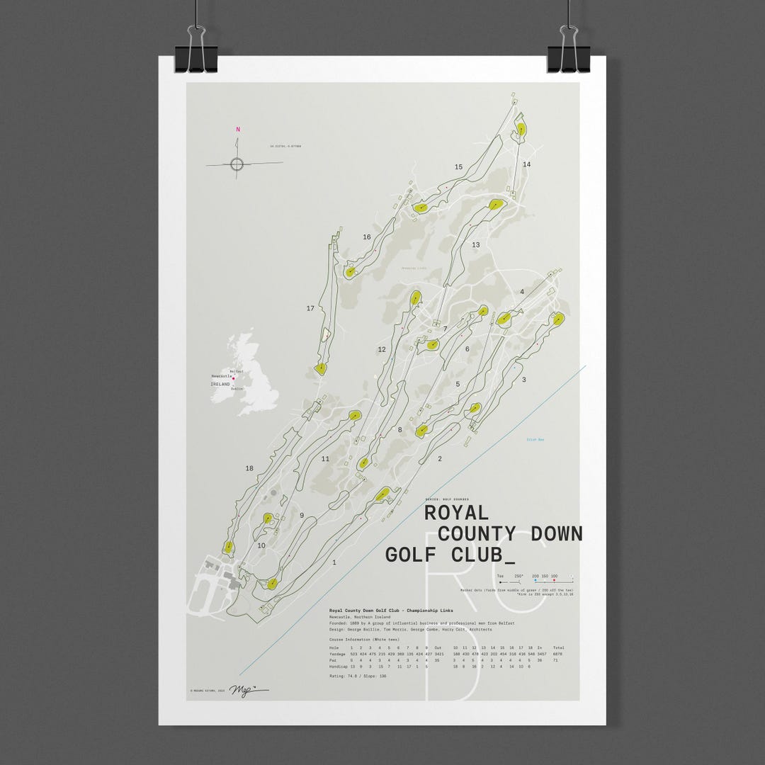 Royal County Down - Course Map Illustration - Ireland - Destination ...