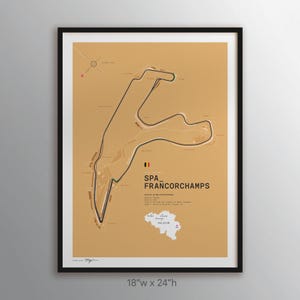 Spa Francorchamps Belgium - Racetrack Wall Art - Formula 1 - Gift for Motorsports and F1 fan
