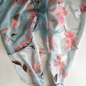Cherry Blossom Silk Scarf Hand Painted Bridesmaids Gift - Etsy