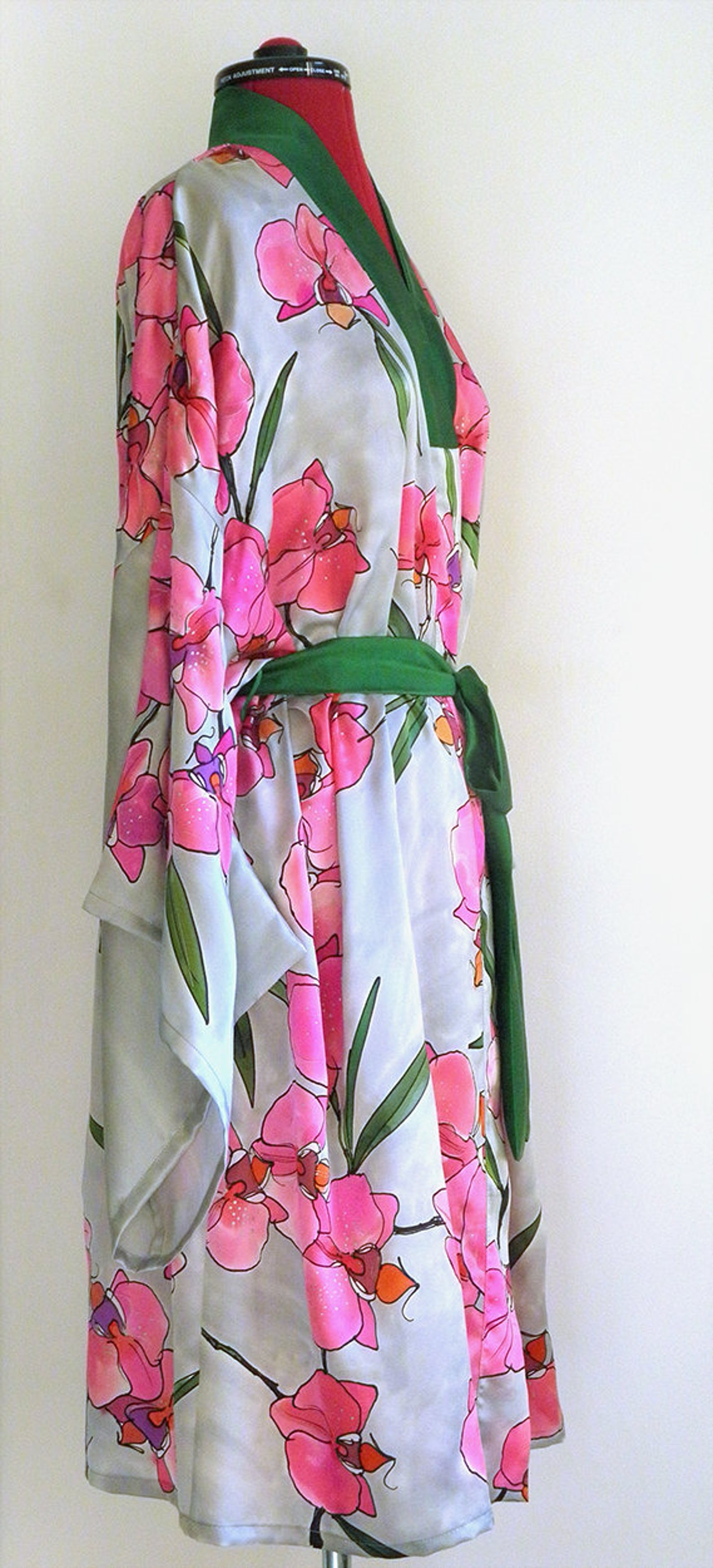Hand painted kimono Orchids Bay Silk Satin Kimono Robe Etsy