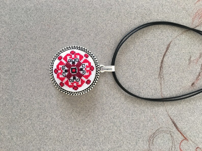 Cross Stitch Pendant Necklace Micro Embroidered Jewelry in Etsy
