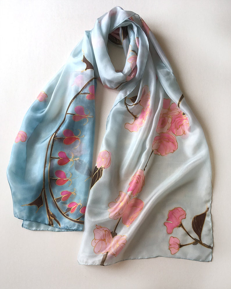 Cherry Blossom Silk Scarf Hand Painted Silk Scarves | Etsy