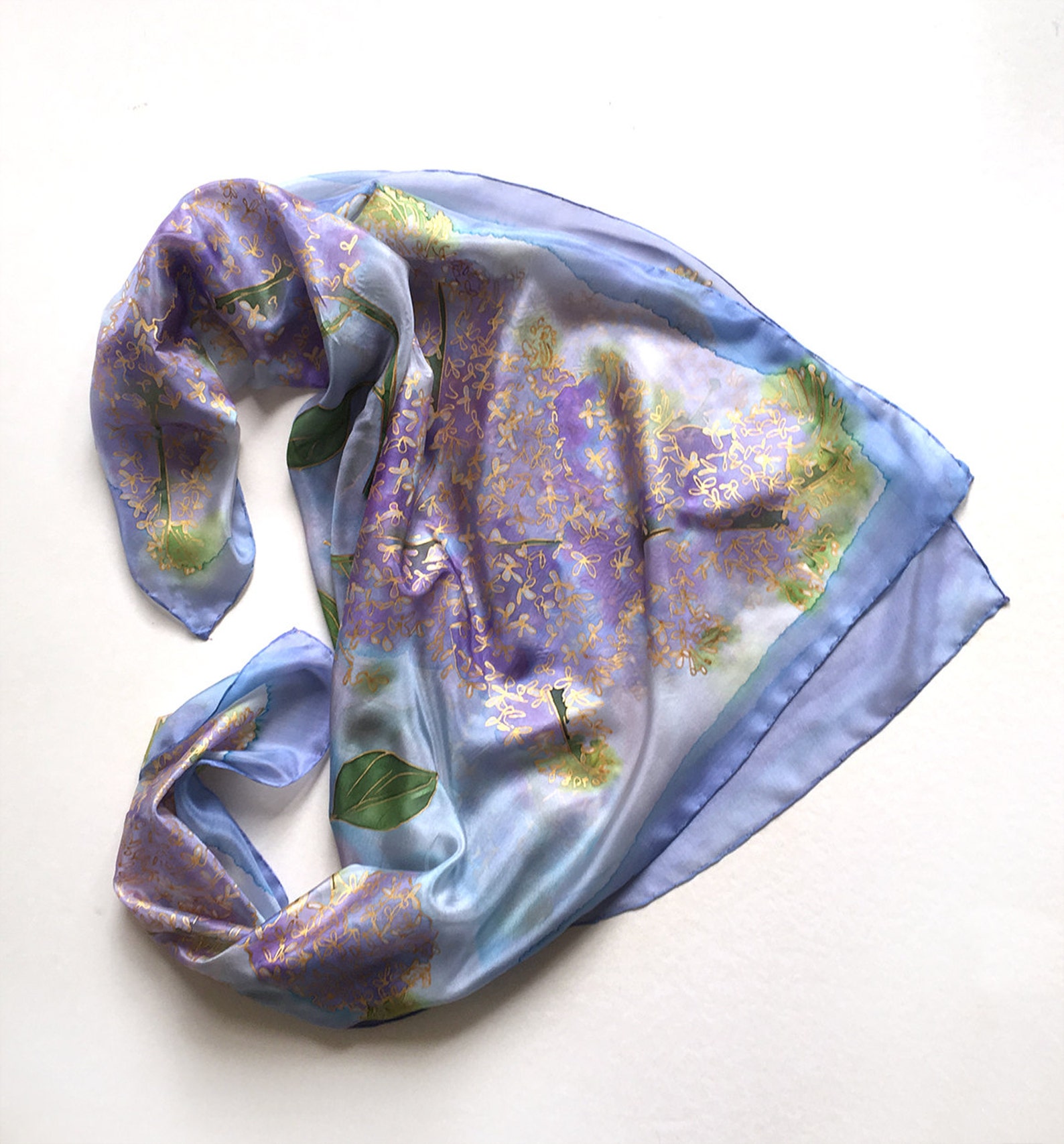 Lilacs Silk Scarf/ Hand Painted Silk Scarf Square Scarf Etsy