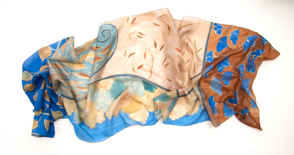 マメクロゴウチ Floral Embroidered Silk Scarf Floral Embroidered Scarf mame kurogouchi