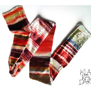 Cherry Striped Velvet Scarf | Long neck foulard | Hand painted velvet scarves | Double sided, Luxury scarves | Fall Fashion  Christmas gift