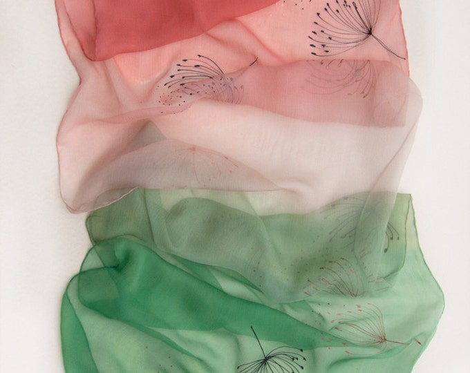 Plum, Lavender and Pink Silk Chiffon Ombre Scarf main image 0