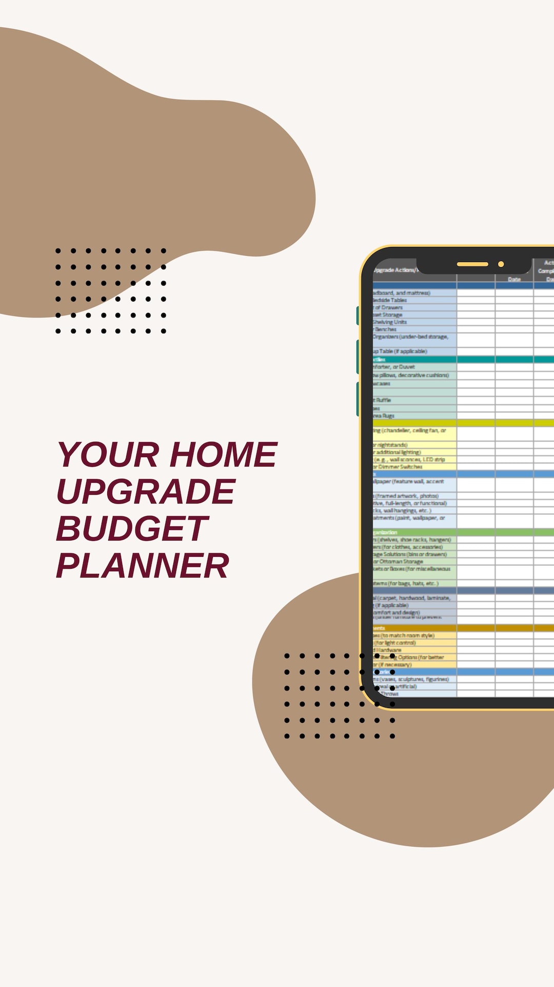Home Renovation Budget Planner: Excel Financial Tracker (digital ...