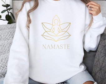 Minimalist Sweatshirt, Namaste Shirt, Namaste Crewneck, Yoga Shirt, Boho Script Sweatshirt, Yoga Hoodie, Faith Gifts For Her, Buddhist Tee
