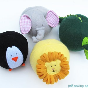 Zoo Friends Toy Balls PDF sewing pattern IMMEDIATE DOWNLOAD image 1