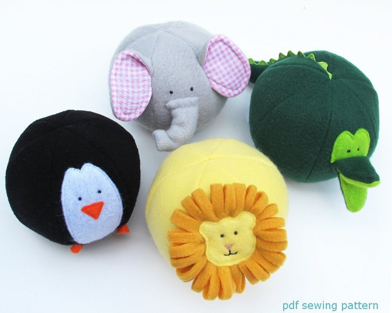 Zoo Friends Toy Balls PDF sewing pattern IMMEDIATE DOWNLOAD image 1