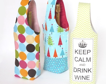 Patrón de costura fácil para bolsa de vino con cinta sin bies