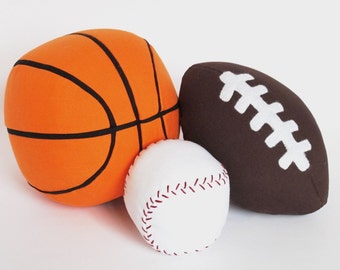 Sports Ball Trio Sewing Pattern: Baseball, Basketball, Football