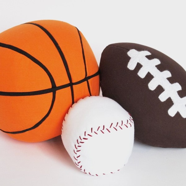 Sports Ball Trio Sewing Pattern: Baseball, Basketball, Football