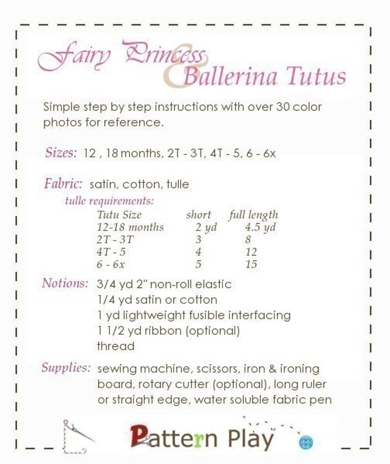 Fairy Princess and Ballerina TuTu, IMMEDIATE DOWNLOAD of PDF sewing pattern image 3