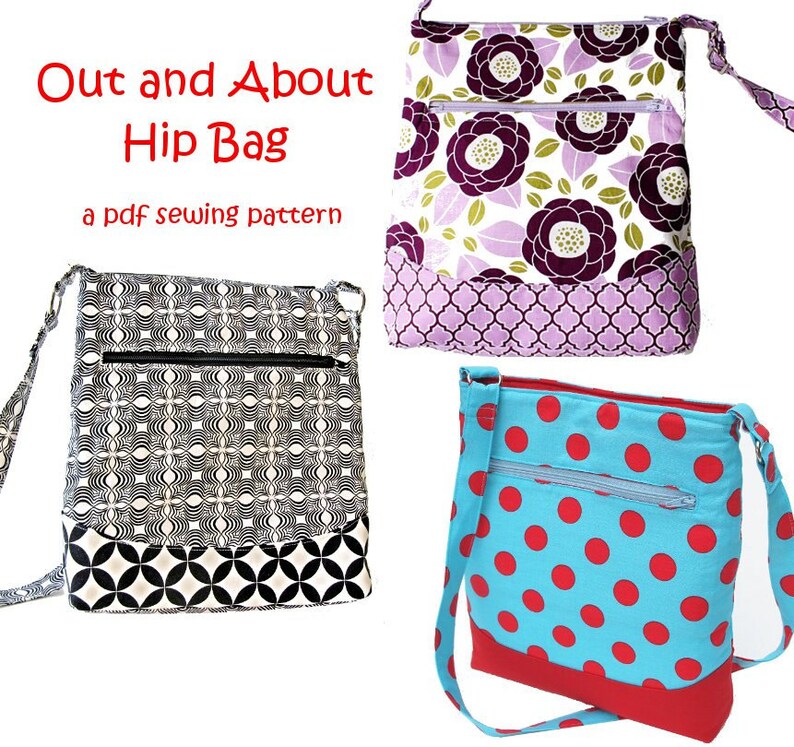 Out and About Hip Zipper Bag, immediate download of pdf sewing pattern free shipping image 1