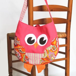 Funky Little Owl Bag, immediate download of pdf sewing pattern, free shipping