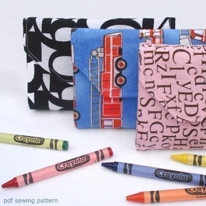 Crayon and Notepad Wallet, immediate download of pdf sewing pattern