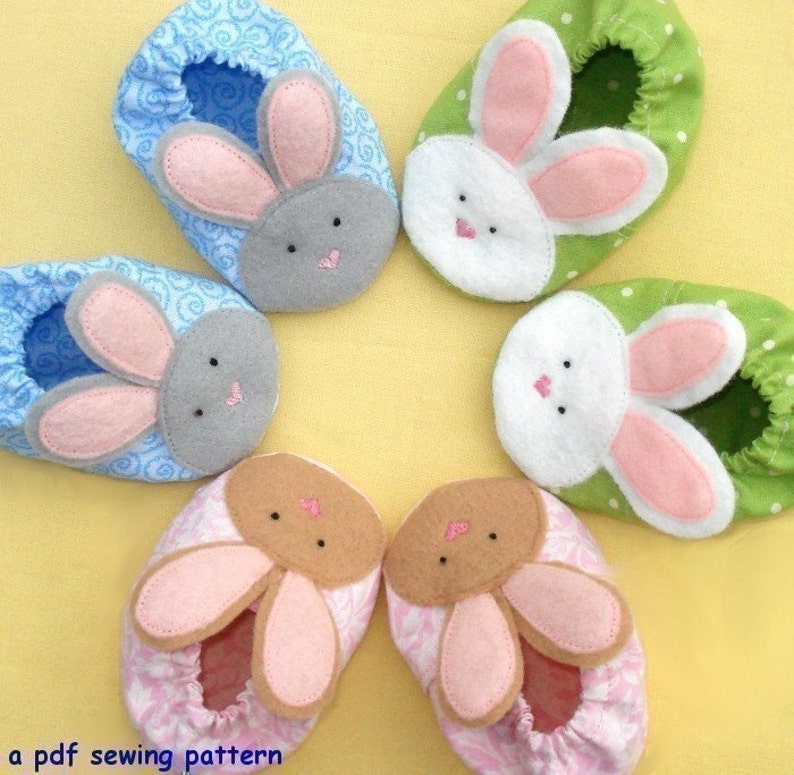 Baby Bunny Slipper a PDF sewing pattern 3 sizes image 2