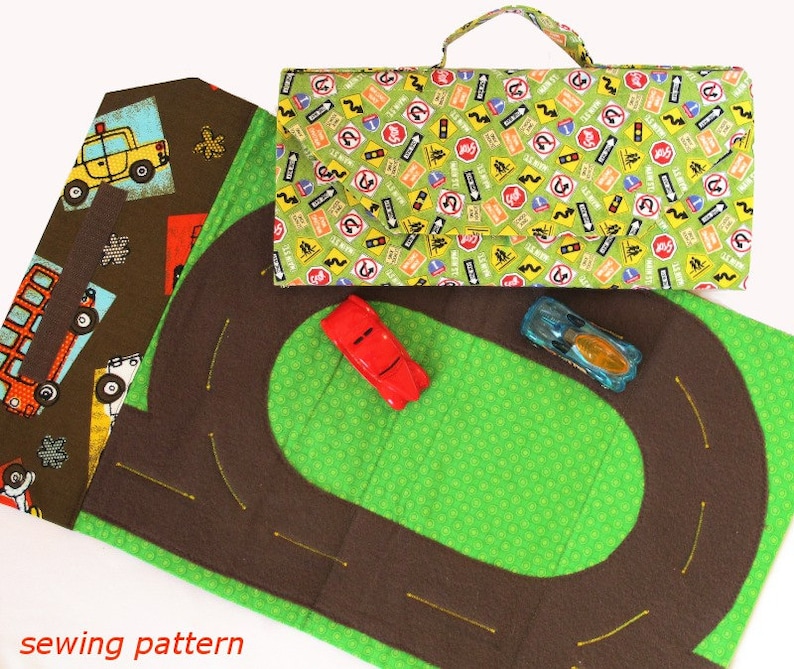 Toy Car Track and Tote Play Mat immediate download of PDF SEWING PATTERN image 1