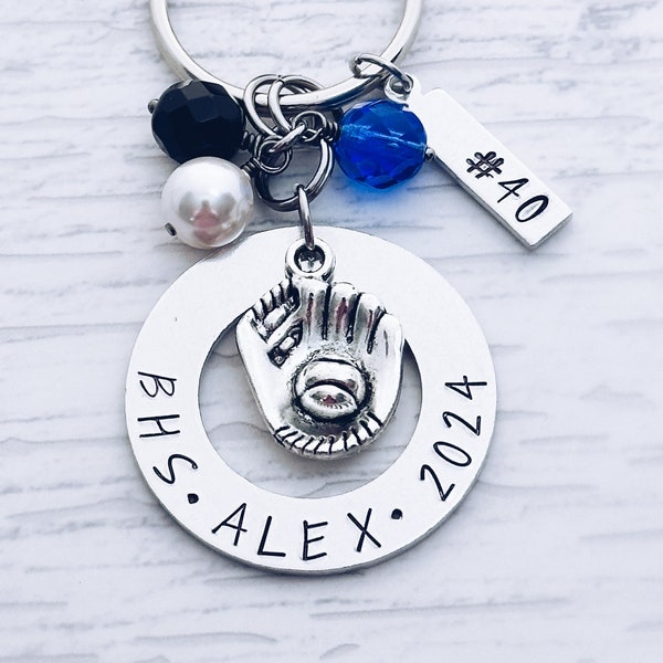 Softball Baseball Glove Charm Keychain, Personalized Gift, Senior Gift, Graduation Gift, Player Keychain, Manager, Key Chain, Grad, Banquet