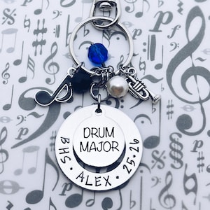 Drum Major Charm Personalized Keychain Gift, Marching Band Drum Major, Senior Night, Banquet, Grad, Graduation, Custom Gift