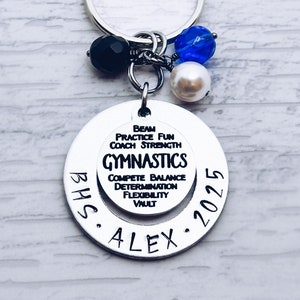Gymnastics Gymnast Personalized Charm Keychain, Instructor, Coach, Senior, Team, Banquet, Grad, Graduation, Gymnastics 16th Birthday Gift