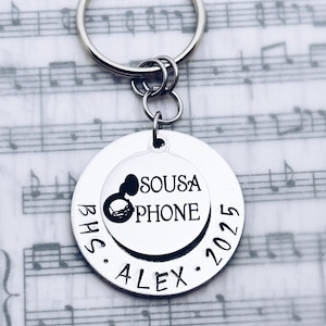 Tuba Sousaphone Sousa Charm Keychain Key Ring, Marching Band, Senior Grad Graduation, Banquet, 16th Birthday, Personalized Charm Gift