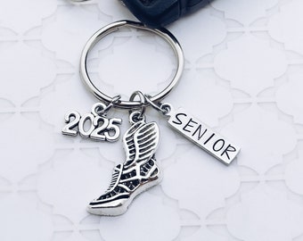 2025 Track XC Cross Country Senior Charm Keychain, Team Gift, 2025 Senior, Banquet, Grad, Graduation, Runner, Wing Running Shoe, Gift