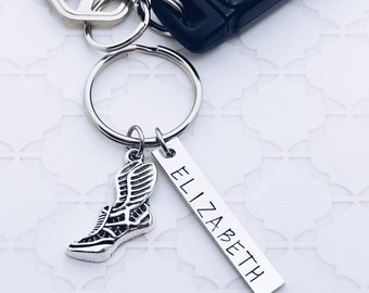 Track Cross Country Wing Running Shoe Track Charm Keychain, Track XC Winged Runner Shoe Charm, Senior, Grad, Banquet, Gifts