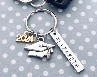 2024 Grad Cap Personalized Charm Keychain Gift, Class of 2024, Graduation, Senior Night, Banquet, Grad, Graduate, Key Ring, Grad Charm Gifts