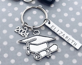 2024 Grad Cap Personalized Charm Keychain Gift, Class of 2024, Graduation, Senior Night, Banquet, Grad, Graduate, Key Ring, Grad Charm Gifts