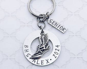 Track Wing Running Shoe Charm Personalized Keychain Gift, Cross Country, Senior Track Team, Runner, Senior Banquet, Grad, Graduation Gift