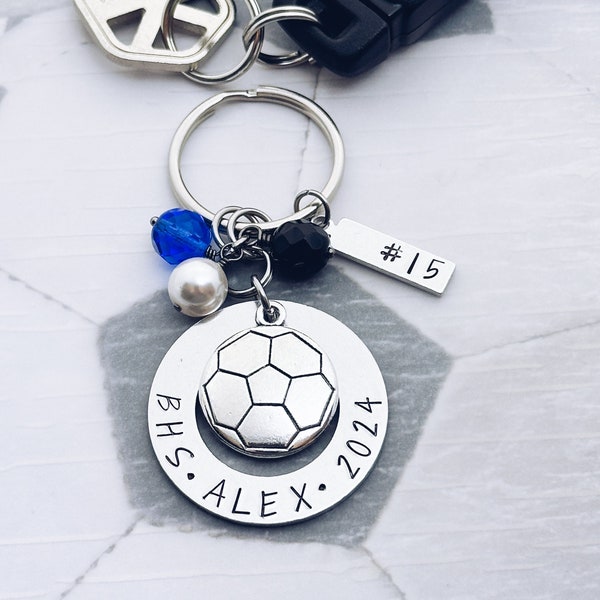 Personalized Soccer Player Charm Keychain, Soccer Senior Grad Graduation Gift, Soccer Manager Coach gift, Soccer Ball Charm Keychain, Soccer