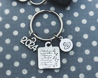 2024 Graduation Quote Charm Keychain, Grad Quote Gift, Class of 2024 Personalized Key Ring Keychain, 2024 Grad Charm Gift for Daughter
