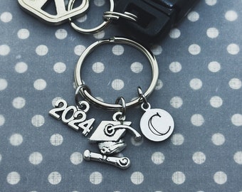 2024 Grad Cap Charm Keychain, Class of 2024 Graduation Personalized Key Ring, 2024 Graduation Gifts, Graduate Diploma, 2024 Graduate Charms